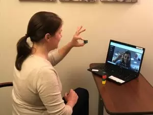 telehealth visit with female therapist
