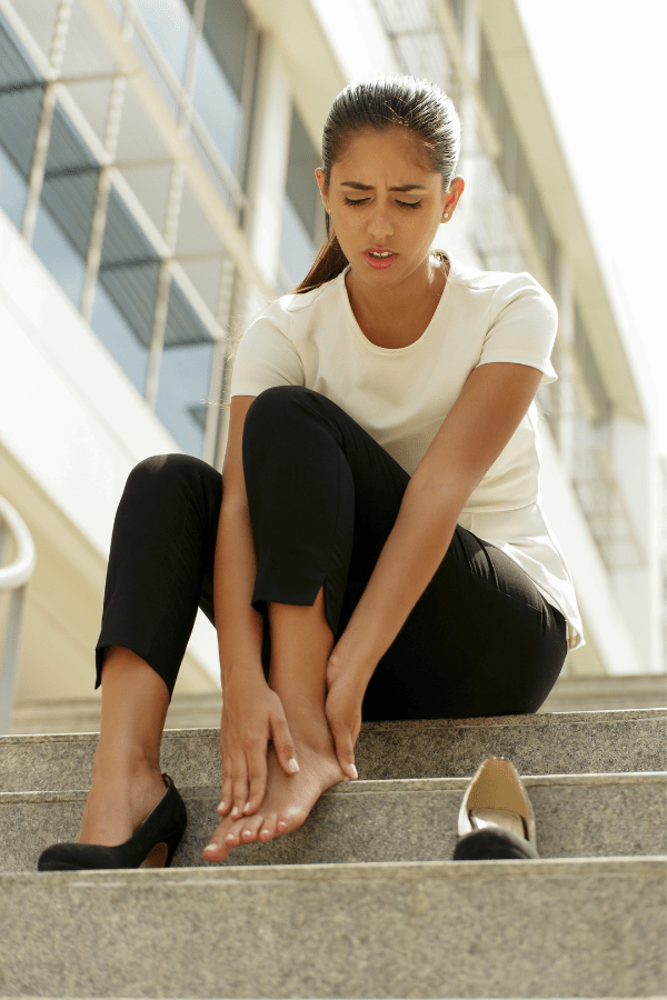 Woman demonstrating poor posture and good posture